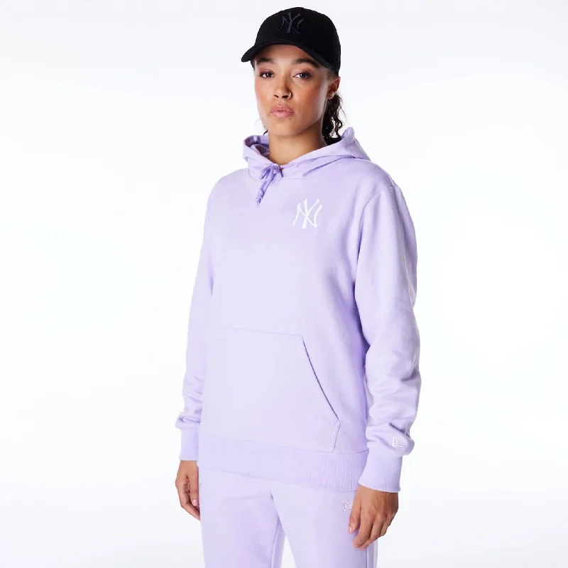 New York Yankees Womens MLB League Essential Pastel Purple Pullover Hoodie