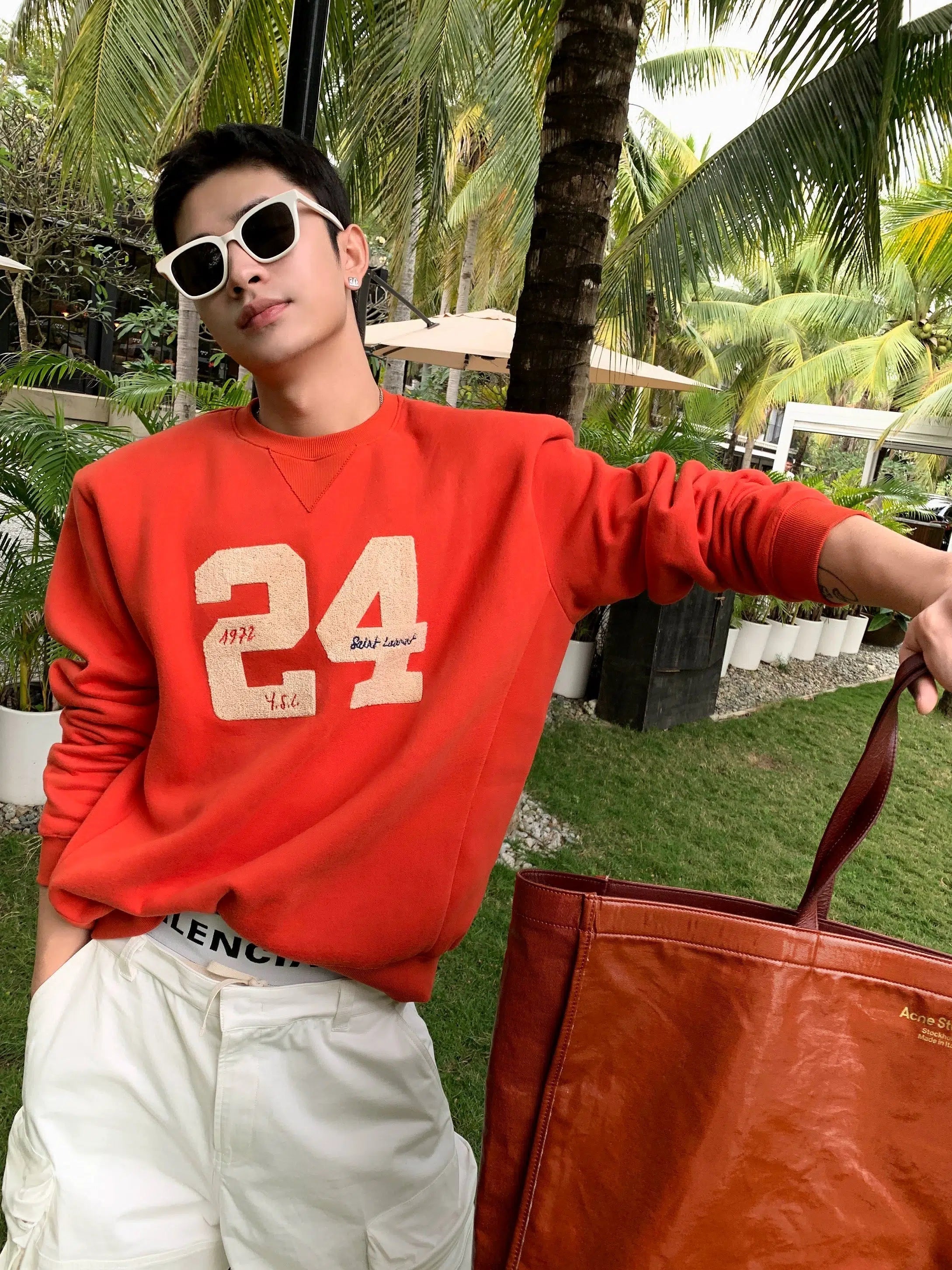 Orange Printed Sweatshirt
