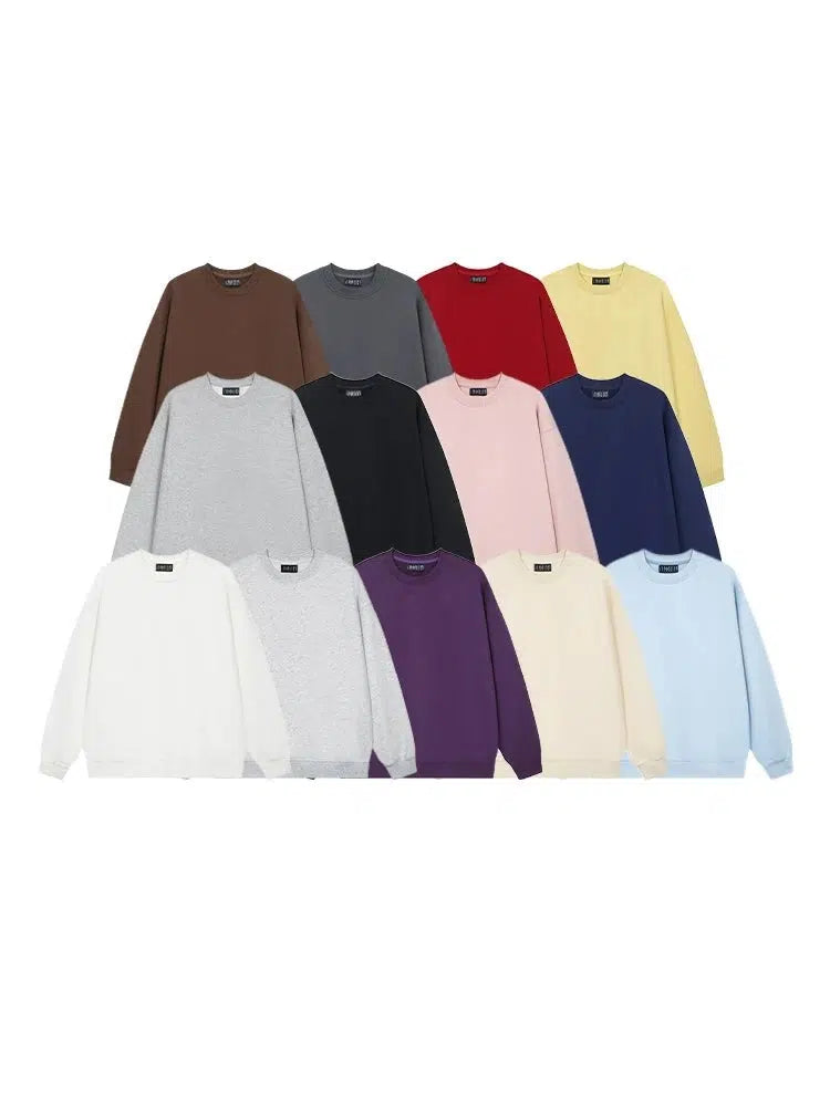 Solid Color Bottoming Velvet Round Neck Sweatshirt