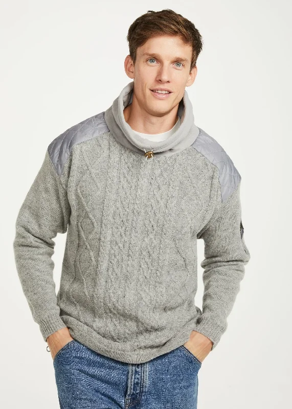 Aran Diamond Knit Sweater | Grey