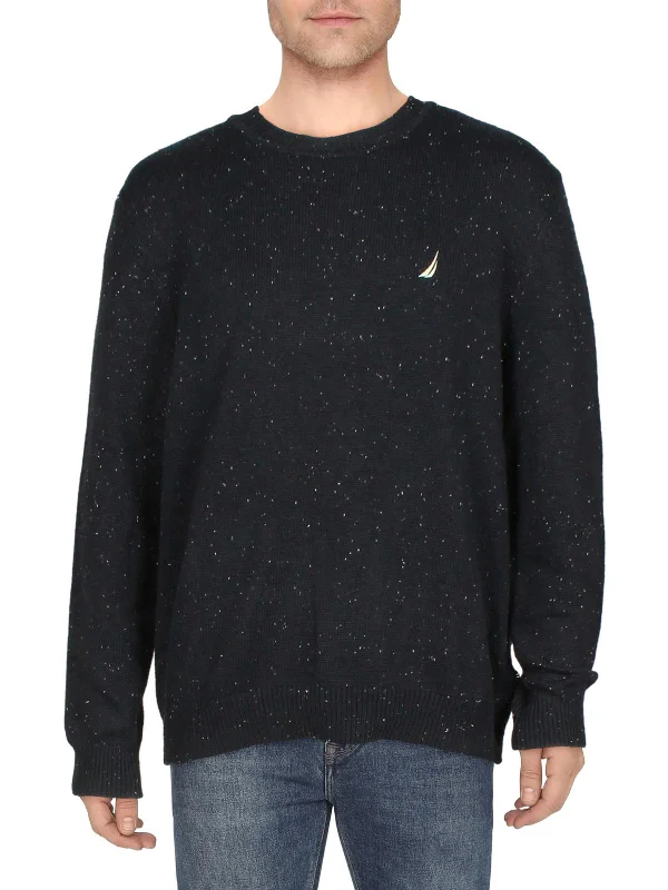 Mens Logo Ribbed Trim Pullover Sweater