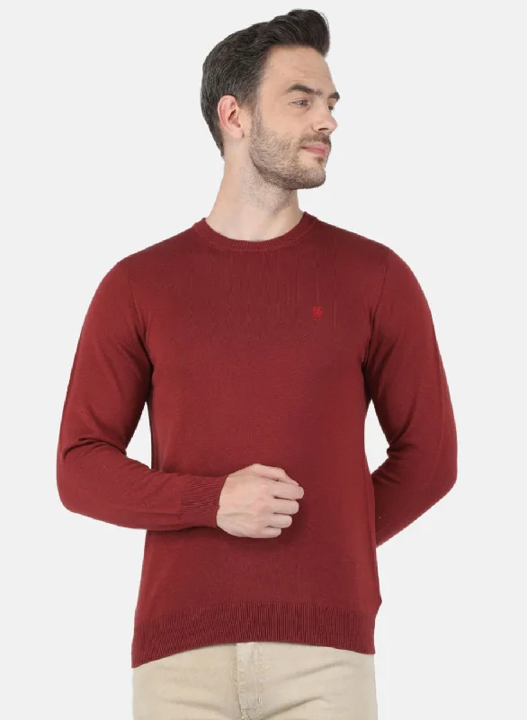 Men Brown Solid Sweater