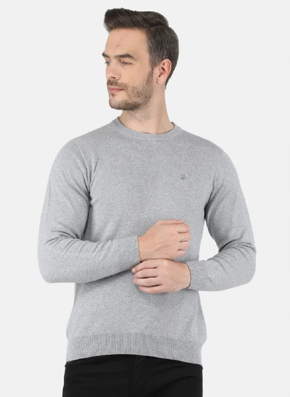 Men Grey Solid Pullover