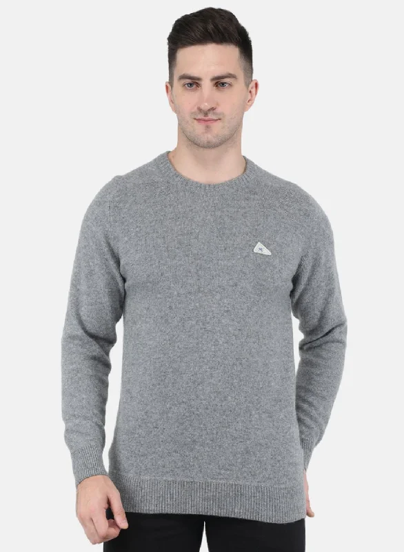 Men Grey Solid Pullover