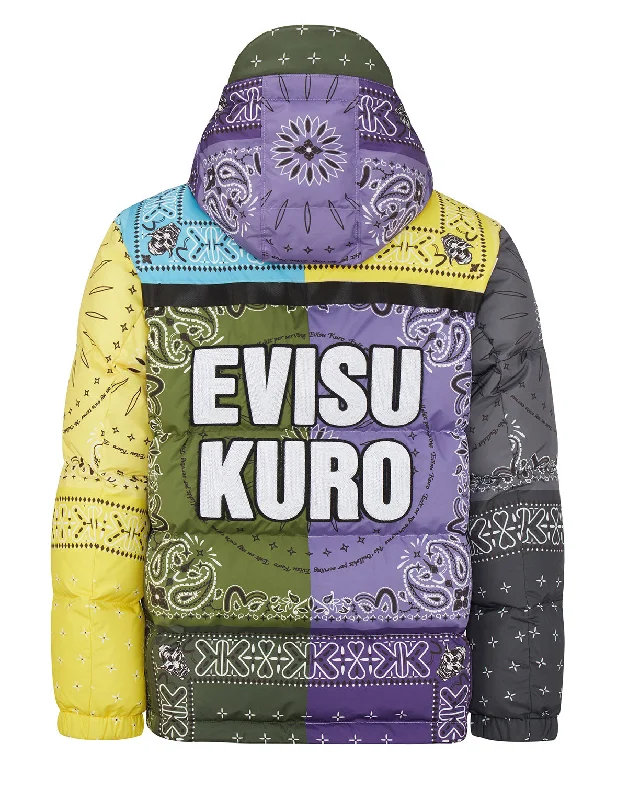 Colorblock Bandana Print Down Jacket