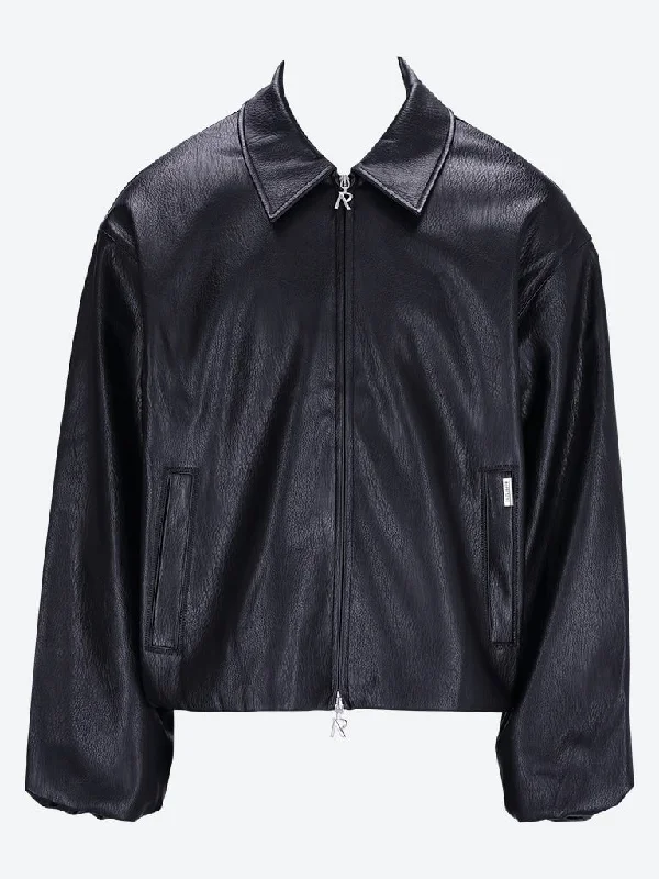 Faux leather bomber