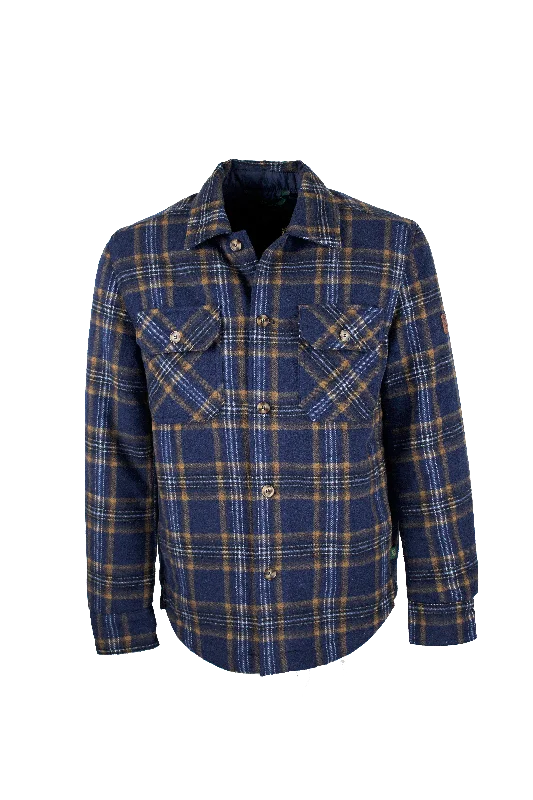 MJ001 - Men's Check Padded Overshirt - NAVY