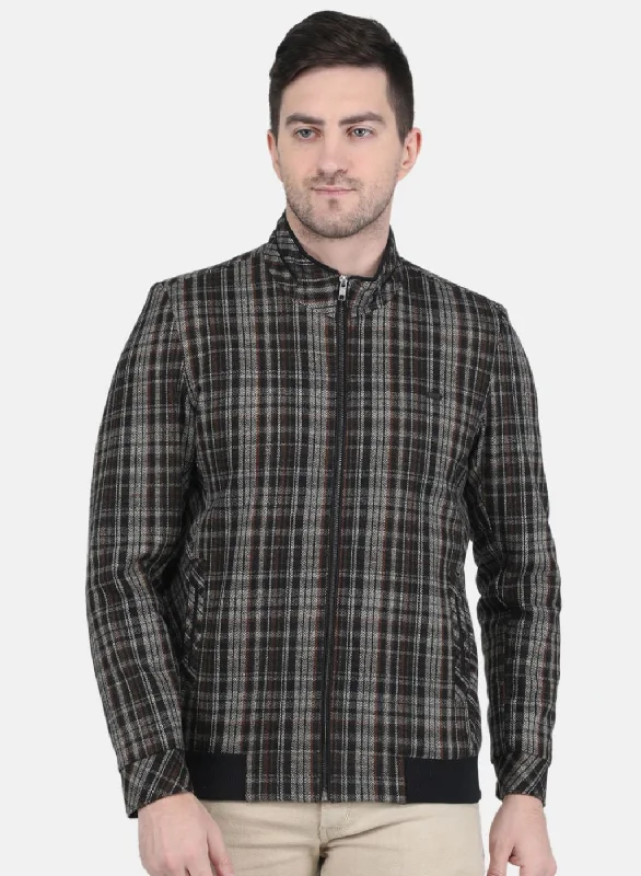 Men Khaki Check Coat