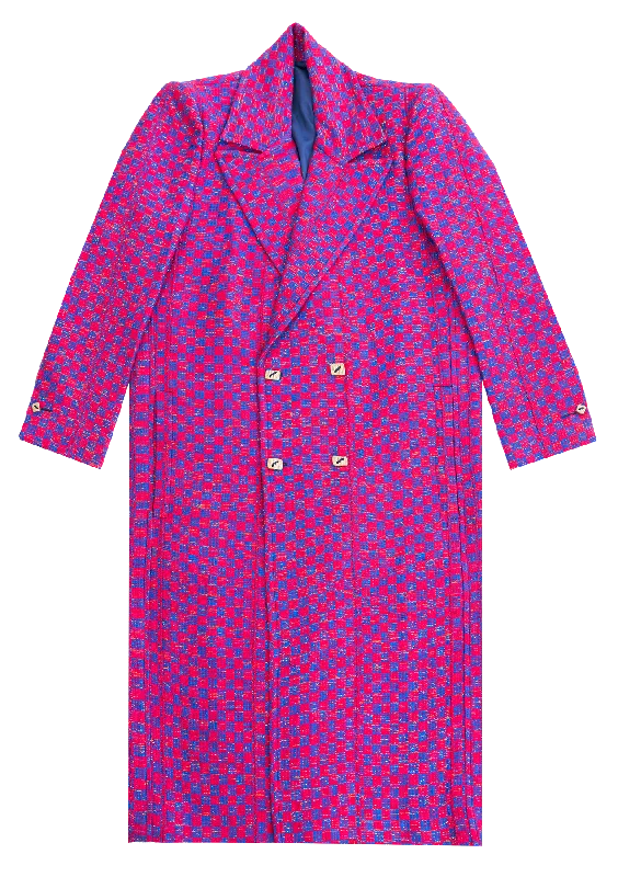 The Ella I blue and pink long and breasted Coat