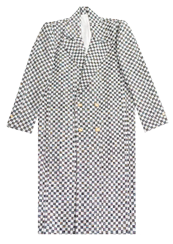 The Ella III black-and-white long and breasted Coat