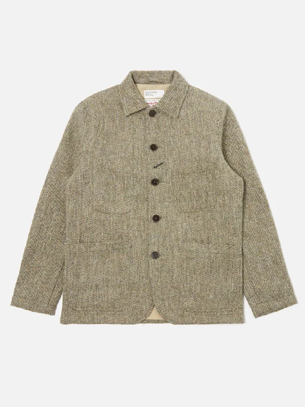 Universal Works Harris Tweed Bakers Jacket in Olive