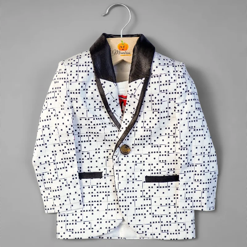 White Party Wear Blazer For Boys
