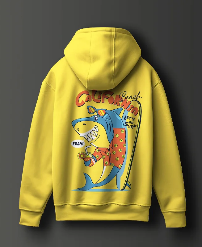 California Beach Graphic Printed Cotton Hoodie - #0122