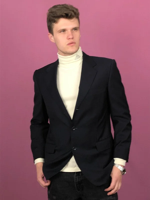 Canali Vintage Men's Suit Blazer - L Black Rayon Cupro Bemberg