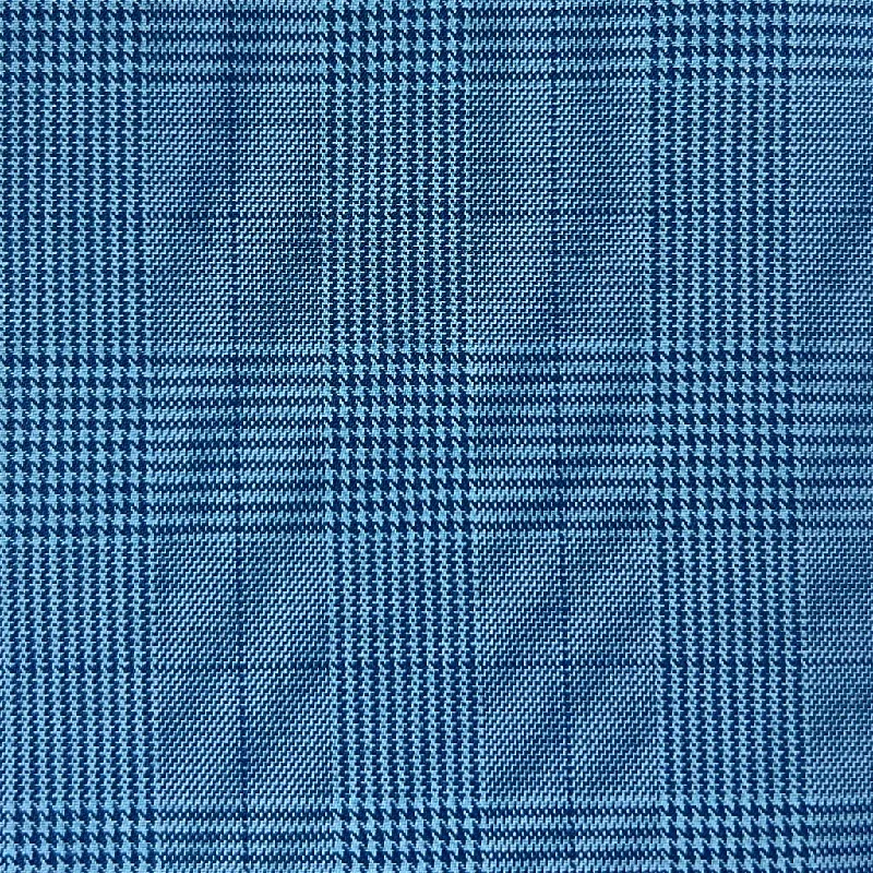 Electric Blue Prince Of Wales Glen Plaid With Fine Windowpane