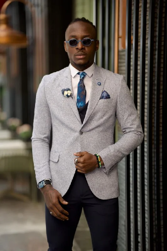 Fabio Gray Slim Fit Cotton Blazer