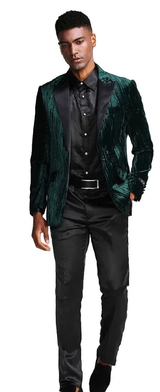 Impresión Collection: Men's Velvet Slim Fit Suit Jacket In Hunter Green
