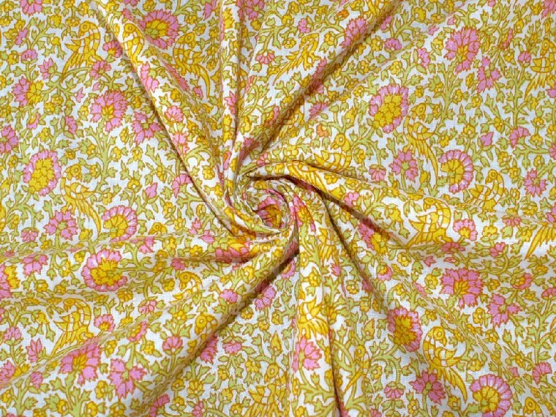 Off White Classic Kalamkari Design Pure Cotton Fabric