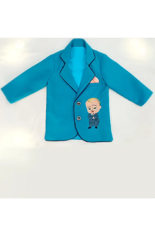 Personalised baby boy embroidered blue coat