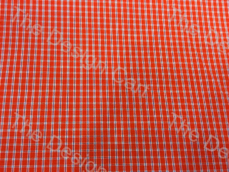 Red White Check Design Mill Made Cotton Fabric