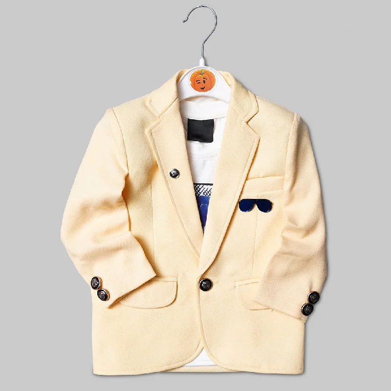 Cream Party Wear Blazer for Boys