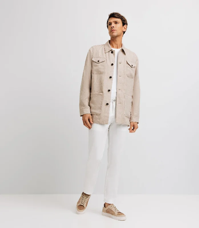 Veste casual 100% lin beige
