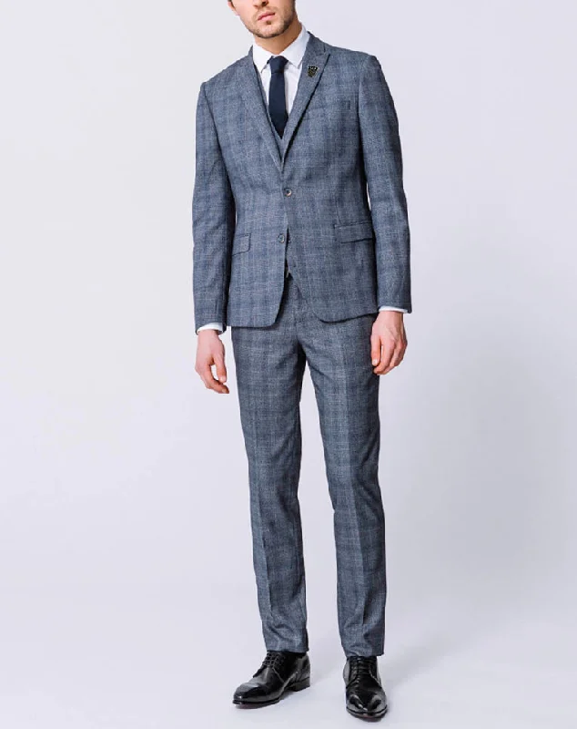 Veste prince de galles bleue "Pilar"