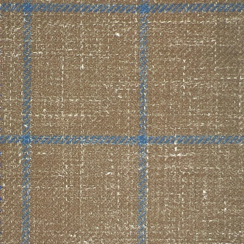 Westwood Hart Brown with Royal Blue Windowpane Wool Linen Silk Blend Men's Sportcoat