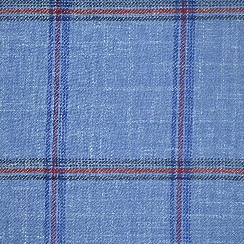 Westwood Hart Lilac with Rouge and Navy Windowpane Wool Linen Silk Blend Men's Sportcoat