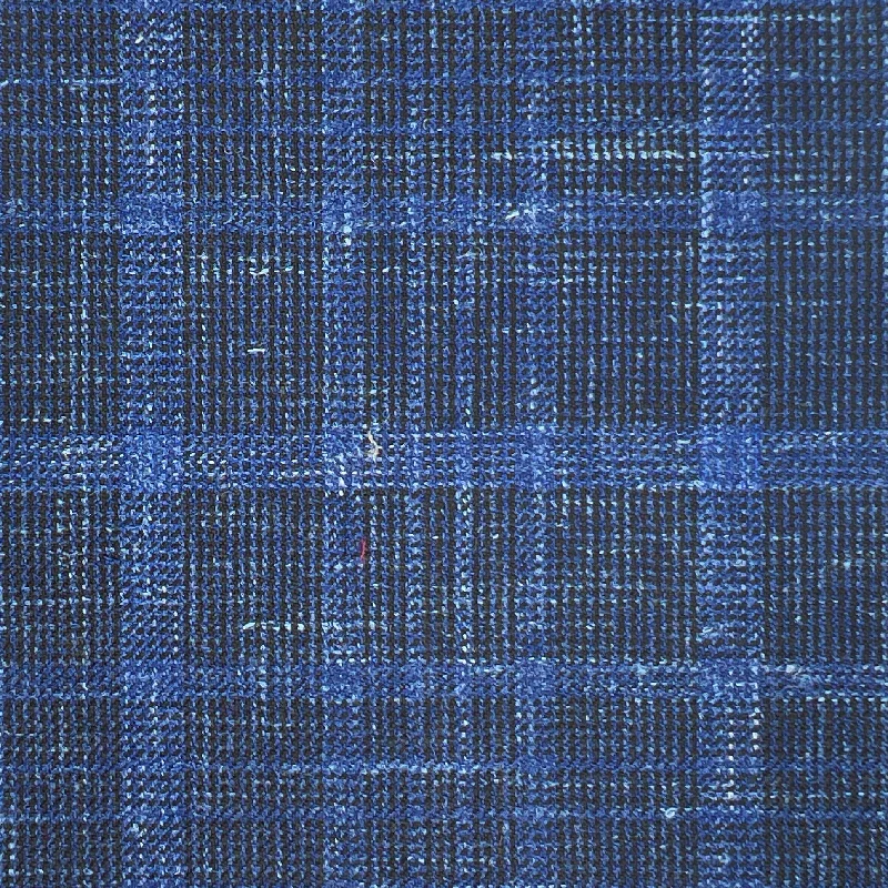 Westwood Hart Navy with Royal Blue Grid Check Wool Linen Silk Blend Men's Sportcoat