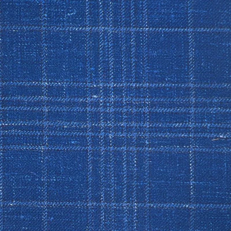 Westwood Hart Royal Blue Plaid Wool Linen Silk Blend Men's Sportcoat