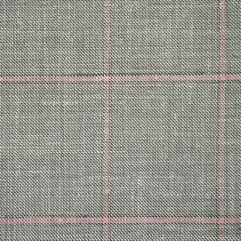 Westwood Hart Silver Grey with Pink Windowpane Wool Linen Silk Blend Men's Sportcoat