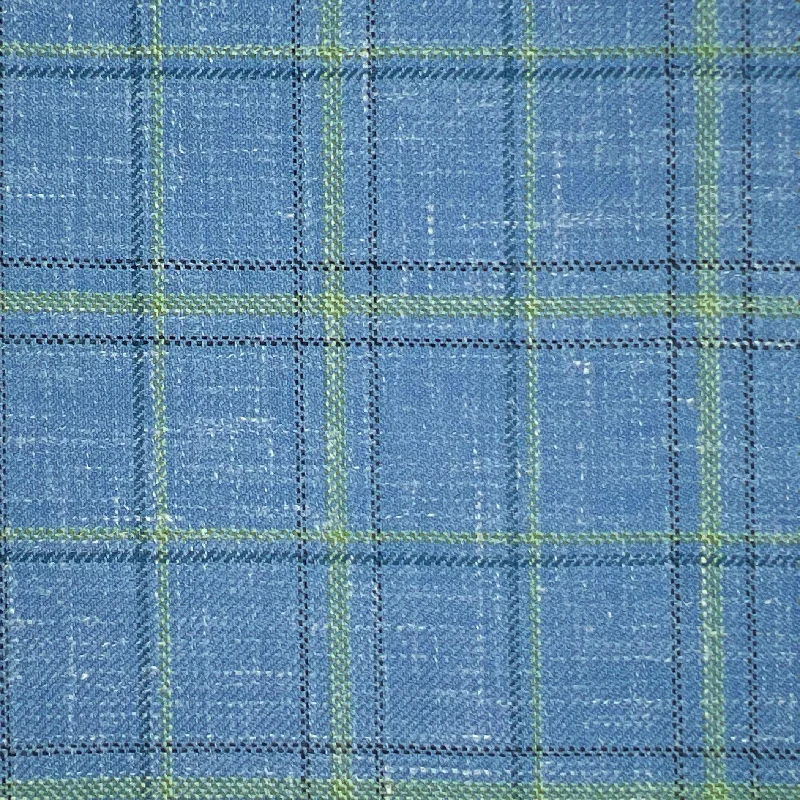 Westwood Hart Sky Blue with Lime Green and Turquiose Grid Check Wool Linen Silk Blend Men's Sportcoat