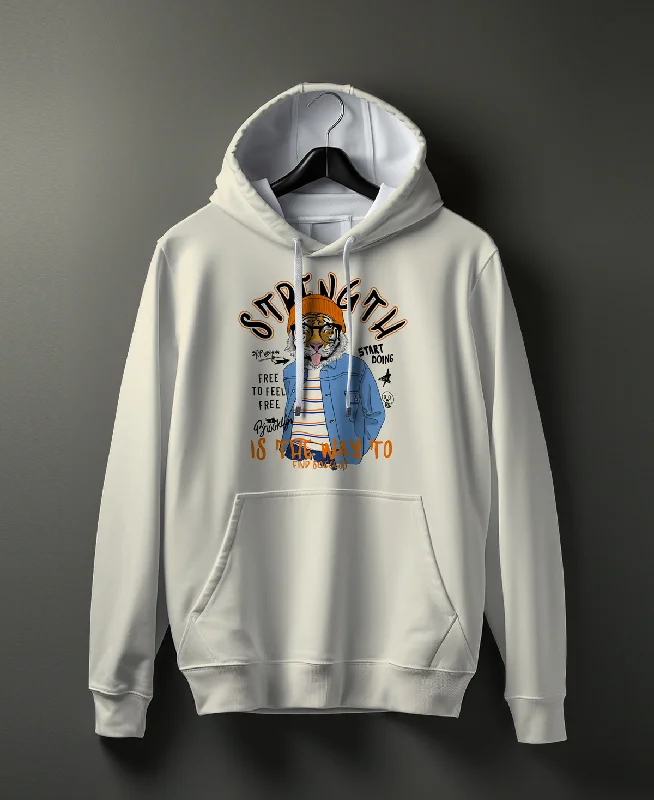 Strength Graphic Printed Cotton Hoodie - #0105