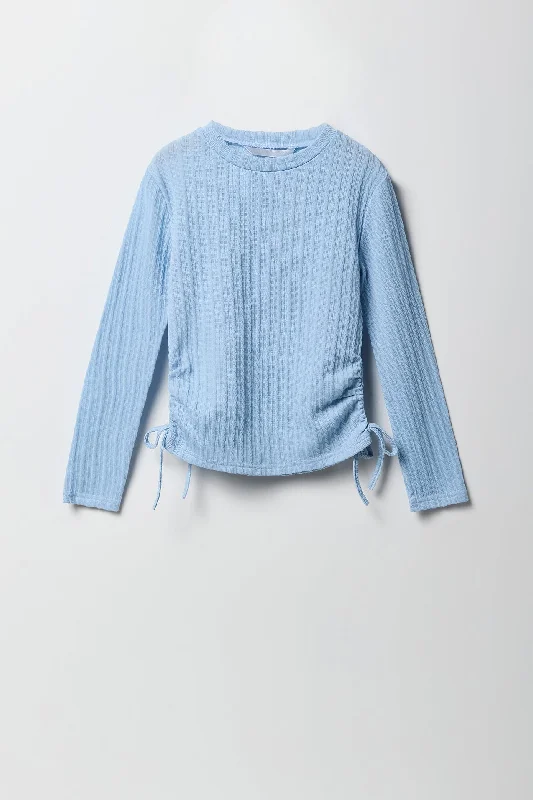 Girls Cable Knit Side Cinched Top