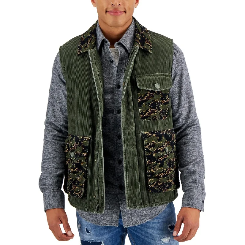 Sun + Stone Mens Corduroy Puffer Outerwear Vest