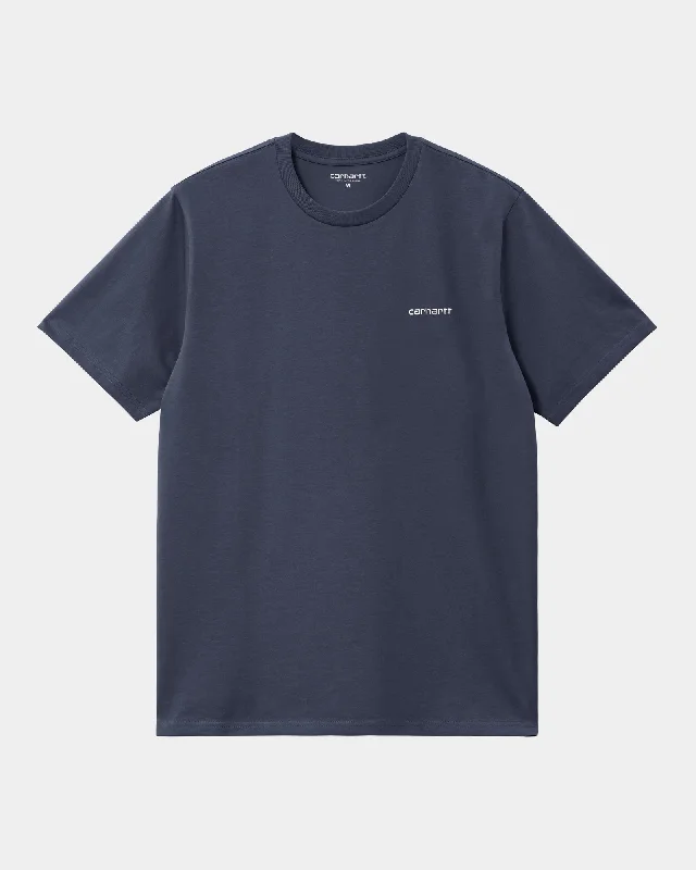 Script Embroidery T-Shirt | Air Force Blue / White