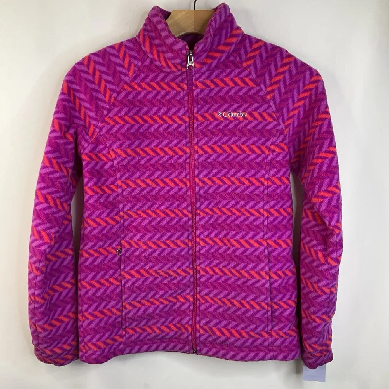 Size 14-16: Columbia Pink Chevron Striped Fleece Coat
